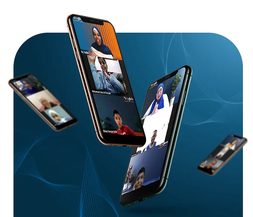 Monglish students in live online English classes - interactive video learning sessions on mobile devices