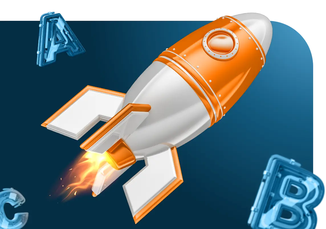 Learn English 4x faster with Monglish immersion methodology - rocket symbolizing accelerated learning
